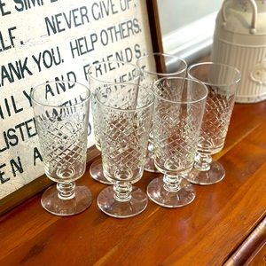 Vintage Diamond Cut Liquor Wine Water Goblets